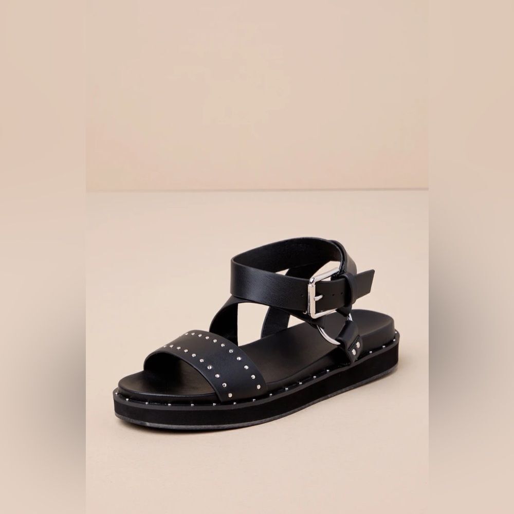 Shu Shop Cameron Black Studded Ankle Strap Sandals NEW in Box size 8.5